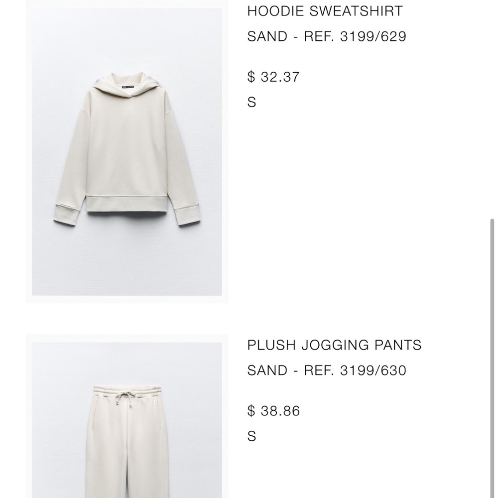 Zara Sand Plush Jogging Pants